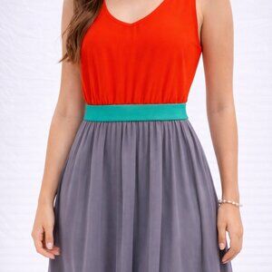 **NWT** Xtaren Color Block Pleated Chiffon Dress Sz. Med